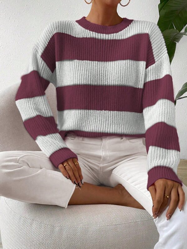 Sweater a Rayas Colorido con Hombros Caídos - Image 59