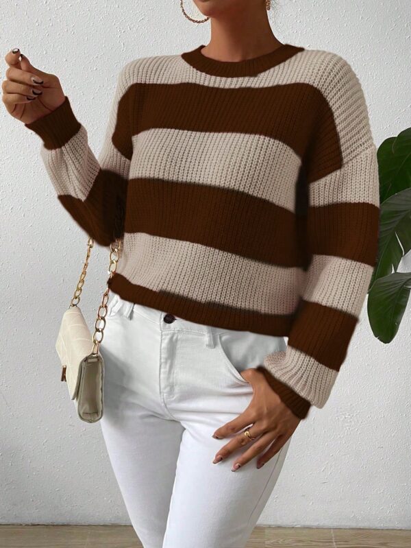 Sweater a Rayas Colorido con Hombros Caídos - Image 51