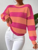 Sweater a Rayas Colorido con Hombros Caídos