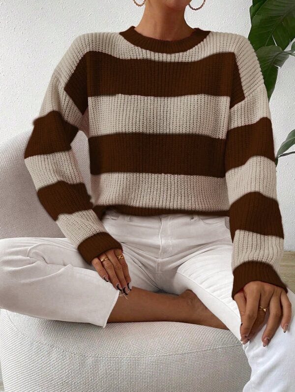 Sweater a Rayas Colorido con Hombros Caídos - Image 52