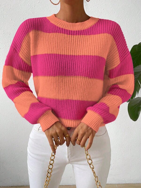 Sweater a Rayas Colorido con Hombros Caídos - Image 41
