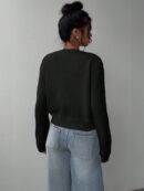 Cardigan Casual Cuello Redondo Manga Larga en Color Sólido
