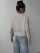 Cardigan Casual Cuello Redondo Manga Larga en Color Sólido
