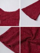 Blusa Y2K Ajustada con Hombros Descubiertos y Manga Larga de Encaje