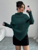 Sweater Asimétrico de Cuello Alto con Manga Murciélago