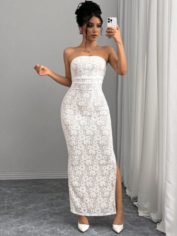 Vestido Strapless Tie Dye con Abertura Lateral y Ruched - Image 98