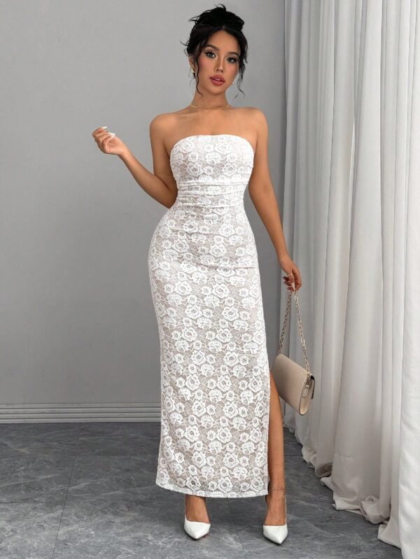 Vestido Strapless Tie Dye con Abertura Lateral y Ruched - Image 100