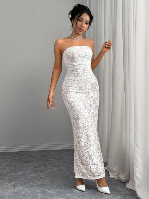 Vestido Strapless Tie Dye con Abertura Lateral y Ruched - Image 101
