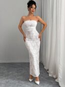 Vestido Strapless Tie Dye con Abertura Lateral y Ruched