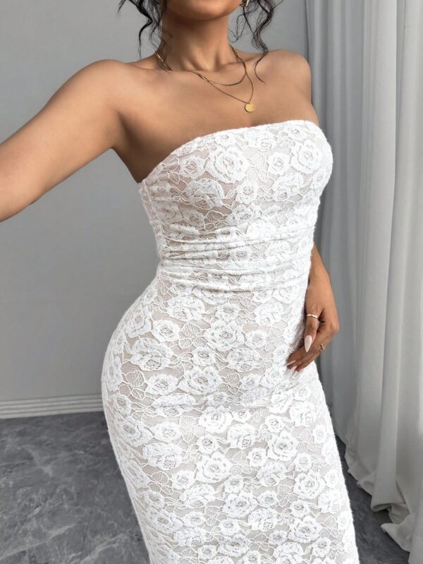 Vestido Strapless Tie Dye con Abertura Lateral y Ruched - Image 103