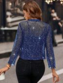Chaqueta Negra Corta de Malla Elegante para Mujer