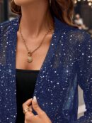 Chaqueta Negra Corta de Malla Elegante para Mujer