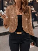 Chaqueta Negra Corta de Malla Elegante para Mujer