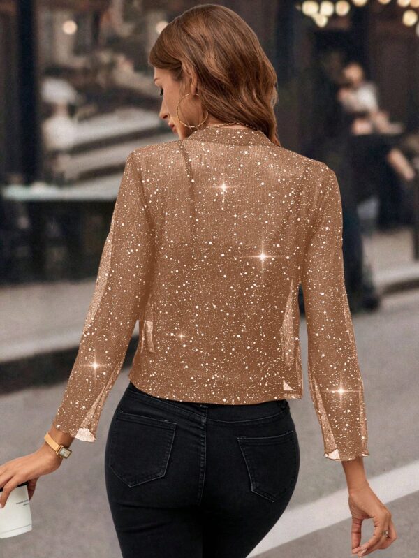 Chaqueta Negra Corta de Malla Elegante para Mujer - Image 37