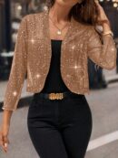 Chaqueta Negra Corta de Malla Elegante para Mujer