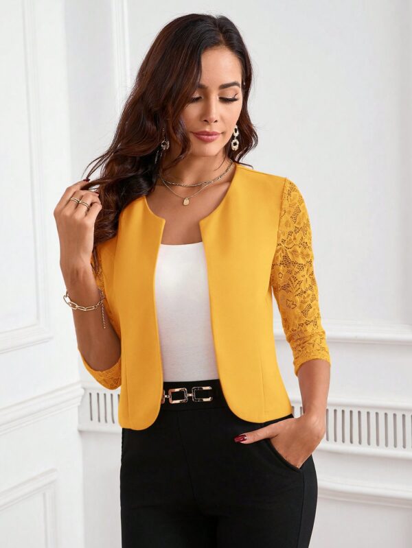 Blazer Mujer con Encaje en Mangas y Abertura frontal - Image 36