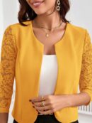 Blazer Mujer con Encaje en Mangas y Abertura frontal