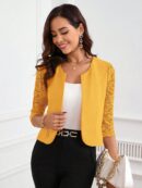 Blazer Mujer con Encaje en Mangas y Abertura frontal