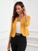Blazer Mujer con Encaje en Mangas y Abertura frontal