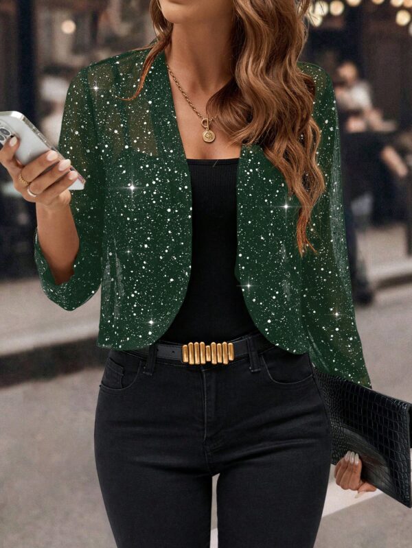 Chaqueta Negra Corta de Malla Elegante para Mujer - Image 50