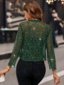 Chaqueta Negra Corta de Malla Elegante para Mujer