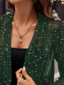 Chaqueta Negra Corta de Malla Elegante para Mujer
