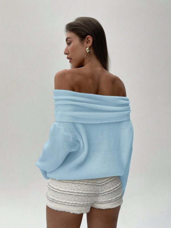 Sweater Elegante de Hombros Descubiertos con Detalle de Anillo - Image 57