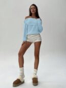 Sweater Elegante de Hombros Descubiertos con Detalle de Anillo