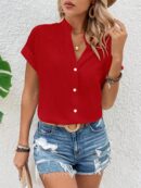 Blusa Batwing Manga Corta en Color Sólido