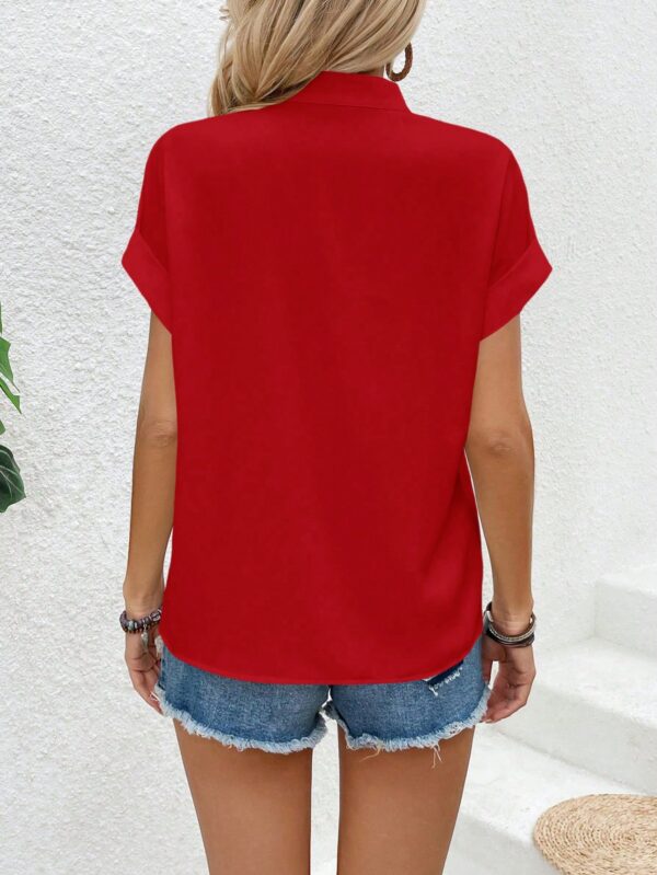 Blusa Batwing Manga Corta en Color Sólido - Image 26