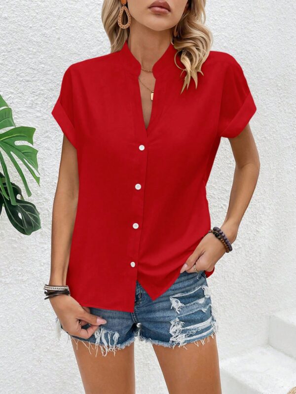 Blusa Batwing Manga Corta en Color Sólido - Image 27