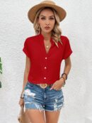 Blusa Batwing Manga Corta en Color Sólido
