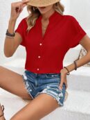 Blusa Batwing Manga Corta en Color Sólido