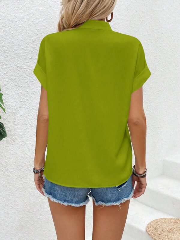 Blusa Batwing Manga Corta en Color Sólido - Image 32
