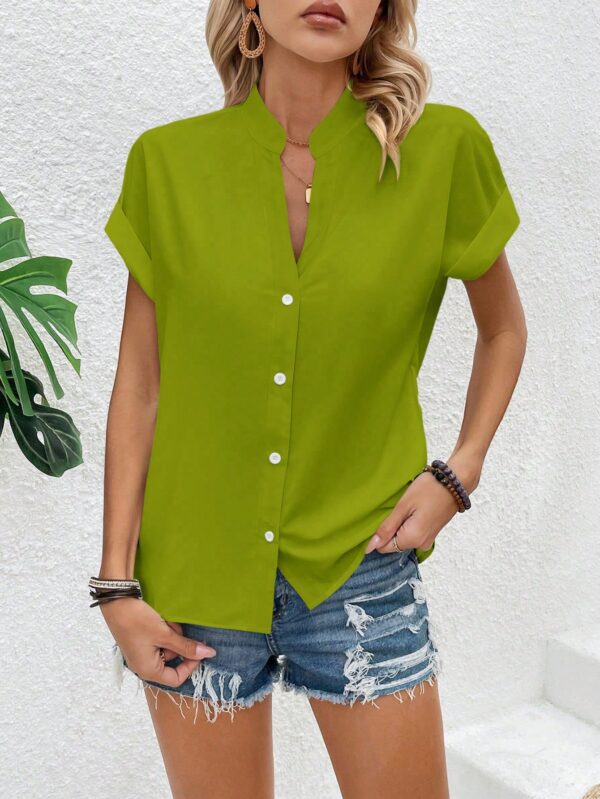 Blusa Batwing Manga Corta en Color Sólido - Image 33