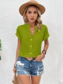 Blusa Batwing Manga Corta en Color Sólido