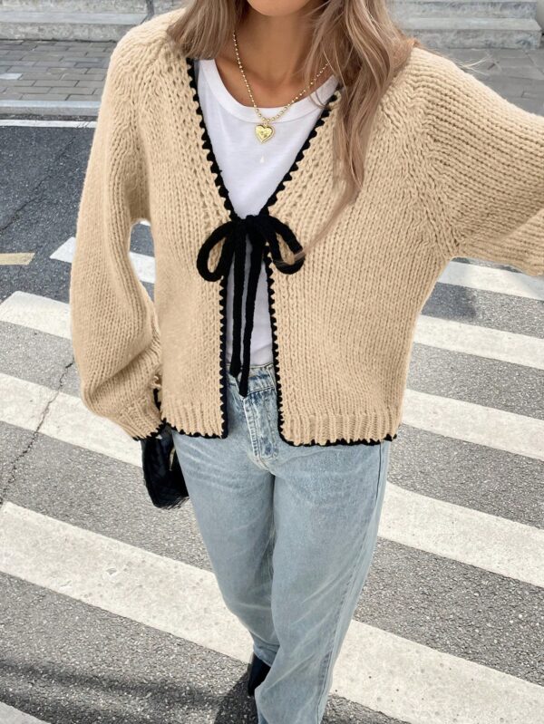 Cardigan Casual de Manga Larga con Detalles Contrastantes - Image 16