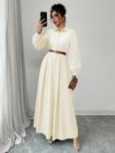 Vestido Elegante de Manga Farol en Colores Sólidos