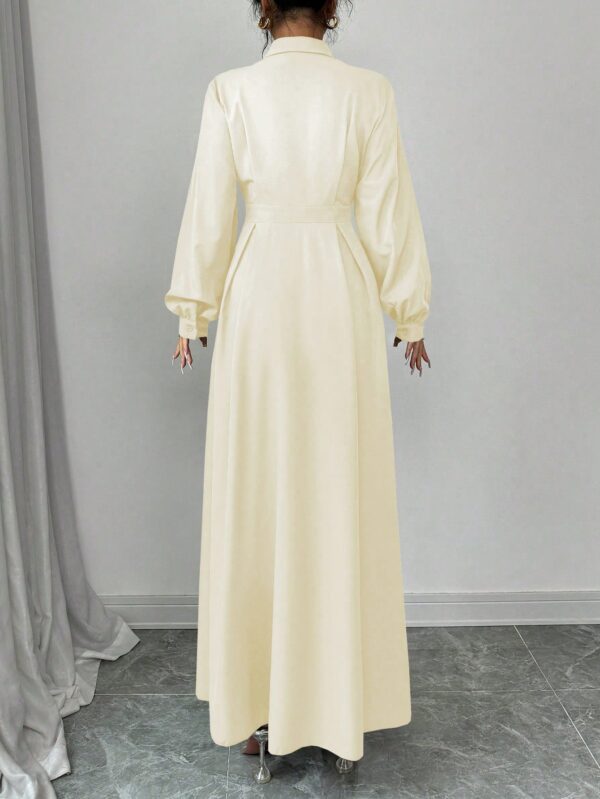 Vestido Elegante de Manga Farol en Colores Sólidos - Image 15