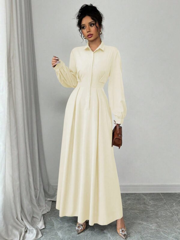 Vestido Elegante de Manga Farol en Colores Sólidos - Image 16