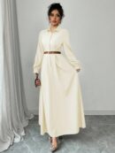 Vestido Elegante de Manga Farol en Colores Sólidos