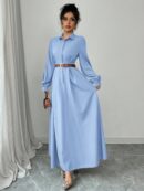 Vestido Elegante de Manga Farol en Colores Sólidos