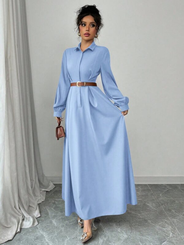 Vestido Elegante de Manga Farol en Colores Sólidos - Image 22