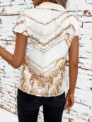 Blusa de Verano con Estampado Geométrico y Manga Murciélago