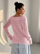 Sweater Asimétrico de Hombro Caído y Manga Larga