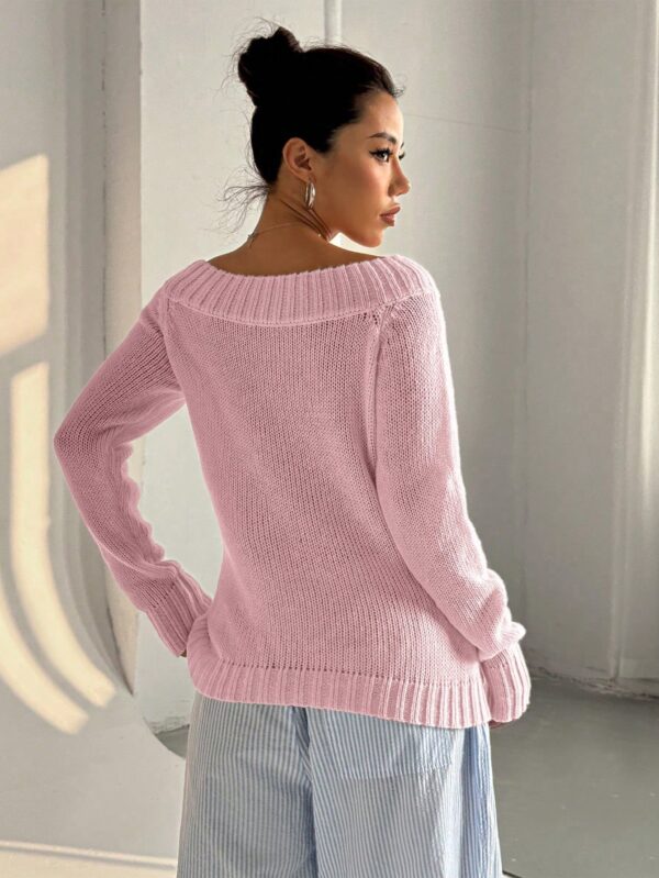 Sweater Asimétrico de Hombro Caído y Manga Larga - Image 2
