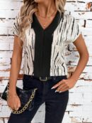 Blusa de Verano con Estampado Geométrico y Manga Murciélago