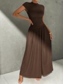 Vestido Midi Asimétrico A-Line Elegante y Simple con Cuello Alto