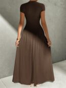 Vestido Midi Asimétrico A-Line Elegante y Simple con Cuello Alto