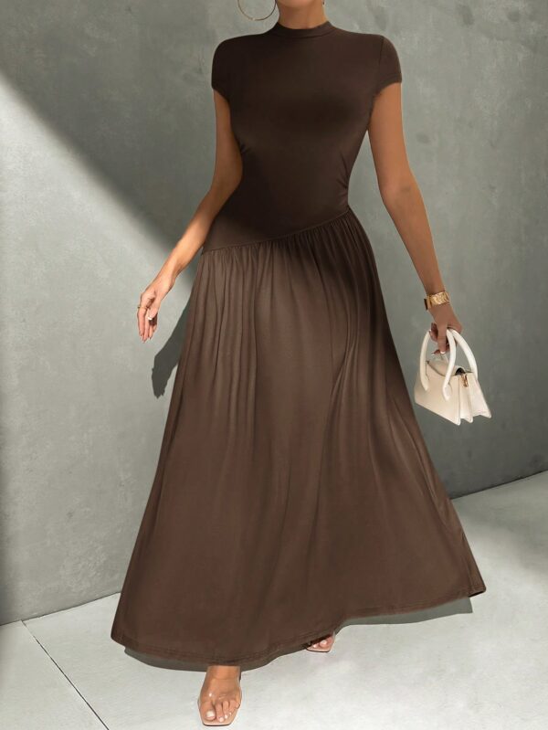 Vestido Midi Asimétrico A-Line Elegante y Simple con Cuello Alto - Image 70